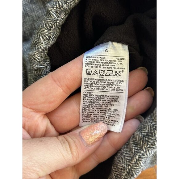 Old Navy Men’s Black/White Puffer Vest Sz L Full Zip Quilted Sleeveless Jacket - Picture 4 of 5